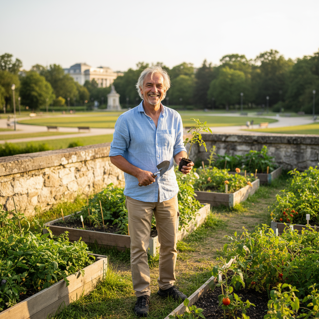 Vasile Popescu, un barbat senior fericit si activ